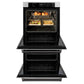 ZLINE Autograph Edition 30 in. Professional True Convection Double Wall Oven with Air Fry and Self Clean in Satin Stainless Steel with White Matte Doors and Matte Black Handles (WADSZ-WM-30-MB)