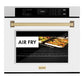 ZLINE Autograph Edition 30 in. Professional True Convection Single Wall Oven with Air Fry and Self Clean in Satin Stainless Steel with White Matte Door and Champagne Bronze Handle (WASSZ-WM-30-CB)