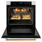 ZLINE Autograph Edition 30 in. Professional True Convection Single Wall Oven with Air Fry and Self Clean in Satin Stainless Steel with White Matte Door and Champagne Bronze Handle (WASSZ-WM-30-CB)