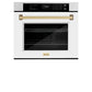 ZLINE Autograph Edition 30 in. Professional True Convection Single Wall Oven with Air Fry and Self Clean in Satin Stainless Steel with White Matte Door and Champagne Bronze Handle (WASSZ-WM-30-CB)