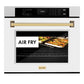 ZLINE Autograph Edition 30 in. Professional True Convection Single Wall Oven with Air Fry and Self Clean in Satin Stainless Steel with White Matte Door and Polished Gold Handle (WASSZ-WM-30-G)