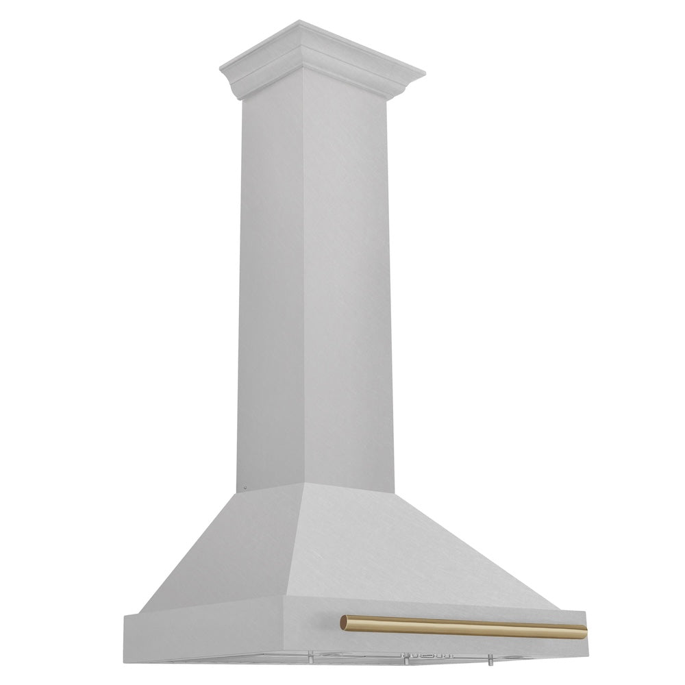 ZLINE Autograph Edition 30 in. Convertible Satin Stainless Steel Wall Mount Range Hood with Accent Handle (KB4SNZ-30) main image.