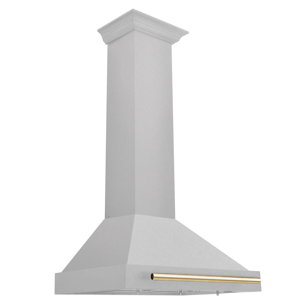 ZLINE Autograph Edition 30 in. Convertible Satin Stainless Steel Wall Mount Range Hood with Accent Handle (KB4SNZ-30)