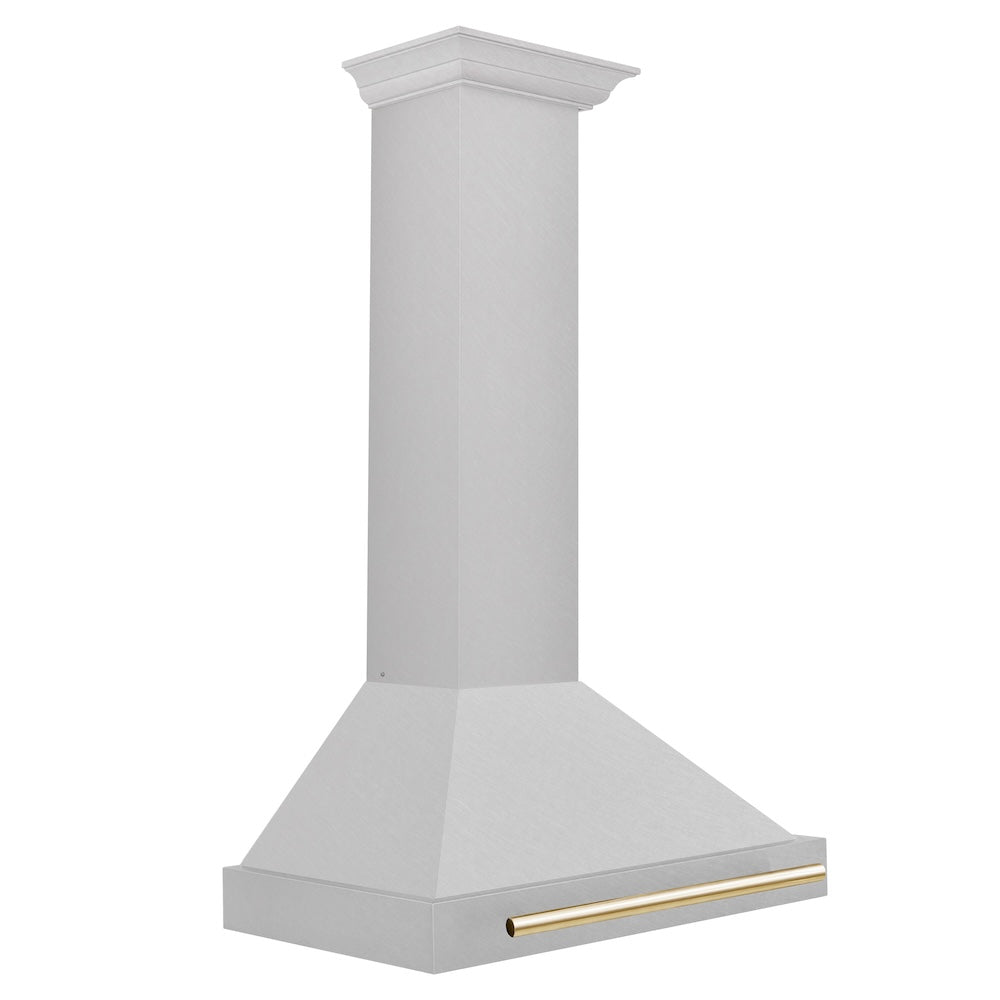 ZLINE Autograph Edition 30 in. Convertible Satin Stainless Steel Wall Mount Range Hood with Accent Handle (KB4SNZ-30)
