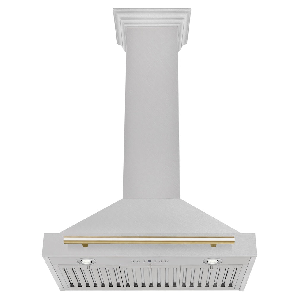 ZLINE Autograph Edition 30 in. Convertible Satin Stainless Steel Wall Mount Range Hood with Accent Handle (KB4SNZ-30)