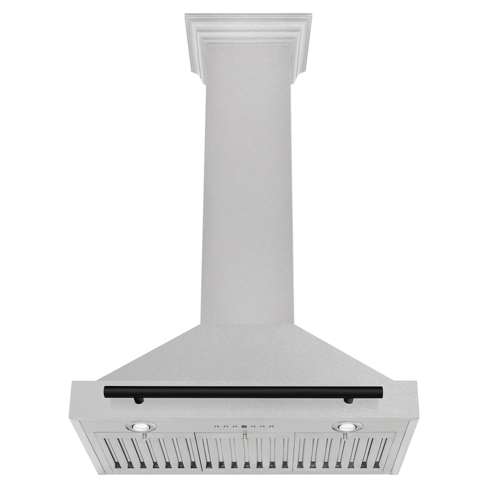 ZLINE Autograph Edition 30 in. Convertible Satin Stainless Steel Wall Mount Range Hood with Accent Handle (KB4SNZ-30)
