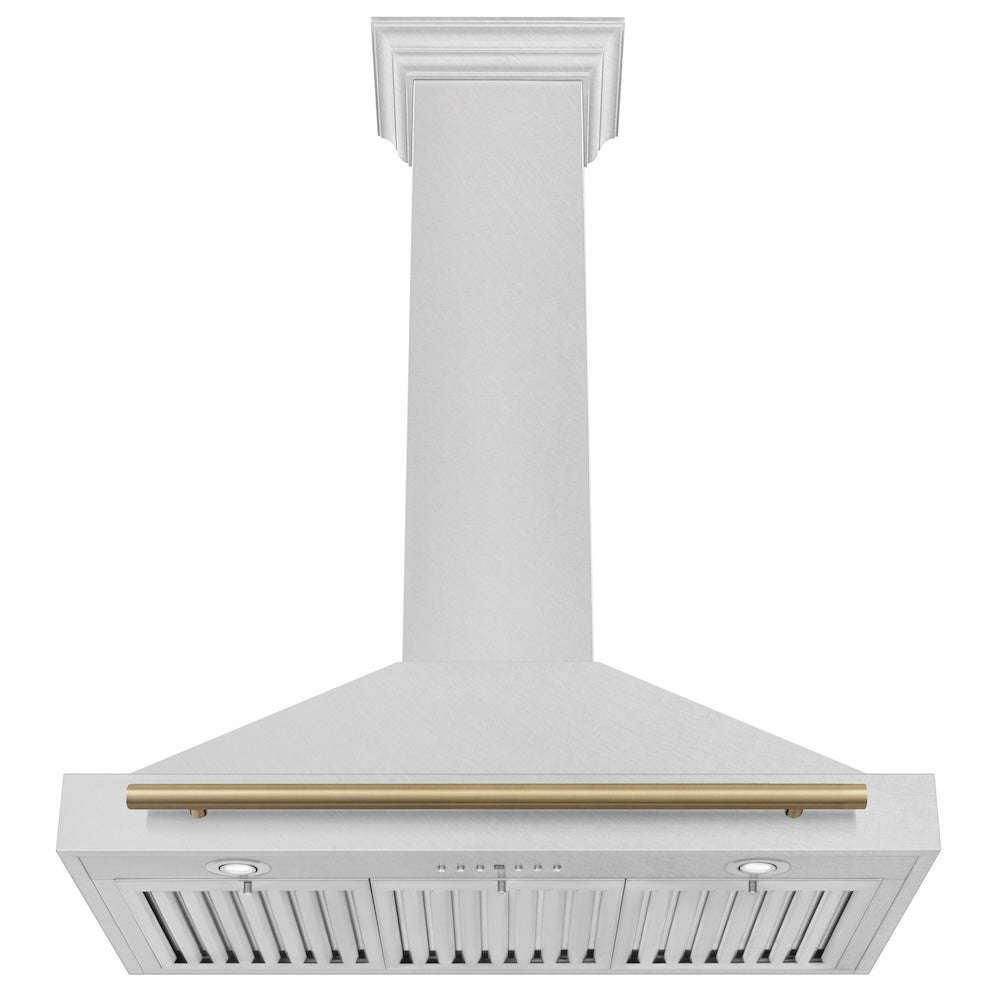 ZLINE Autograph Edition 36 in. Convertible Satin Stainless Steel Wall Mount Range Hood with Accent Handle (KB4SNZ-36)