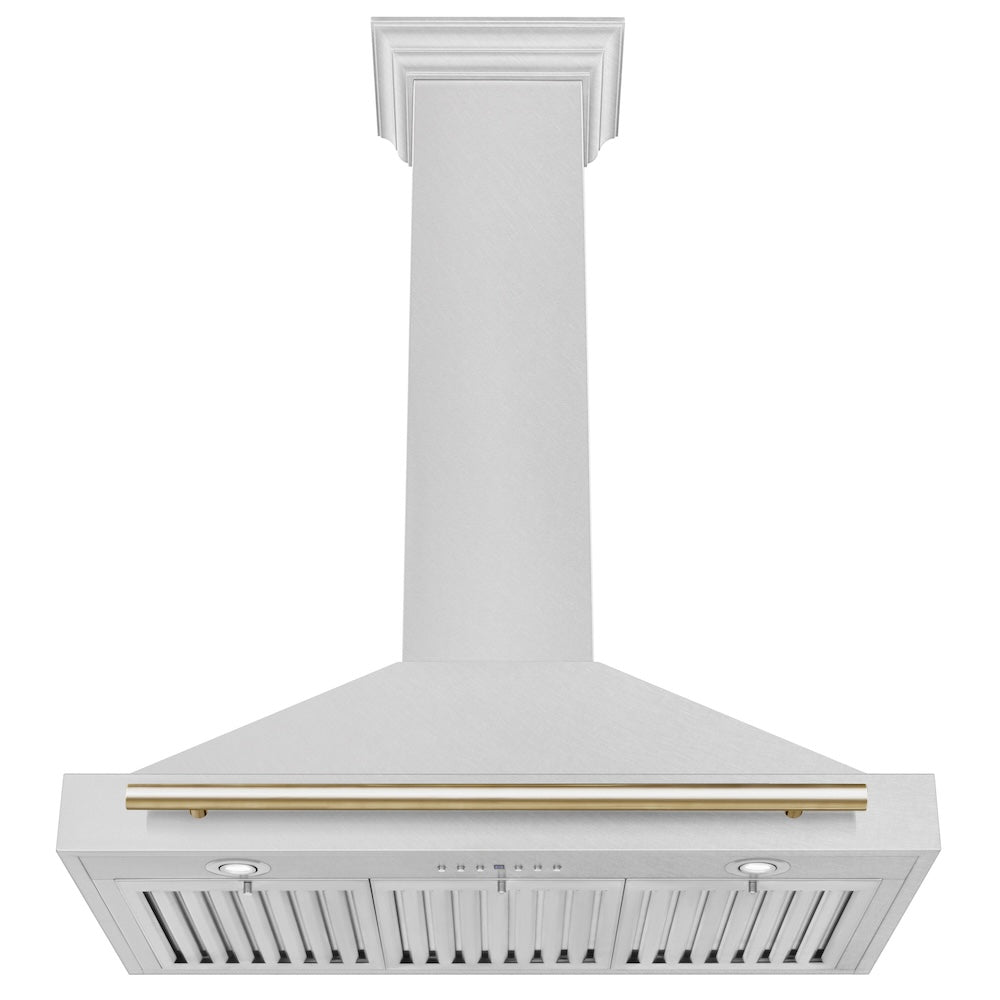 ZLINE Autograph Edition 36 in. Convertible Satin Stainless Steel Wall Mount Range Hood with Accent Handle (KB4SNZ-36)