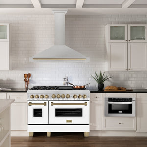 ZLINE Autograph Edition 48 in. Convertible Satin Stainless Steel Wall Mount Range Hood with Accent Handle (KB4SNZ-48)