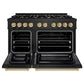 ZLINE Autograph Edition 48 in. 6.7 cu. ft. Select Double Oven Dual Fuel Range with 8 Burner Gas Cooktop in Black Stainless Steel and Champagne Bronze Accents, Open Box-Great Condition
