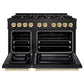 ZLINE Autograph Edition 48 in. 6.7 cu. ft. Select Double Oven Dual Fuel Range with 8 Burner Gas Cooktop in Black Stainless Steel and Polished Gold Accents, Open Box-Great Condition