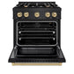 ZLINE Autograph Edition 30 in. 4.2 cu. ft. Select Gas Range with 4 Burner Cooktop and Convection Gas Oven in Black Stainless Steel and Champagne Bronze Accents, Open Box-Great Condition