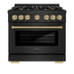ZLINE Autograph Edition 36 in. 5.2 cu. ft. Select Gas Range with 6 Burner Cooktop and Convection Gas Oven in Black Stainless Steel and Champagne Bronze Accents, Open Box-Great Condition