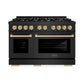 ZLINE Autograph Edition 48 in. 6.7 cu. ft. Select Double Oven Gas Range with 8 Burner Cooktop in Black Stainless Steel and Champagne Bronze Accents, Open Box-Great Condition