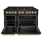 ZLINE Autograph Edition 48 in. 6.7 cu. ft. Select Double Oven Gas Range with 8 Burner Cooktop in Black Stainless Steel and Champagne Bronze Accents, Open Box-Great Condition