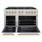 ZLINE Autograph Edition 48 in. 6.7 cu. ft. Select Double Oven Dual Fuel Range with 8 Burner Gas Cooktop in Stainless Steel with White Matte Door and Polished Gold Accents, Open Box-Great Condition