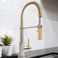 ZLINE Autograph Edition Sierra Pull Down Spring Single Handle Kitchen Faucet in Brushed Nickel and Champagne Bronze (SRA-KF-ZBNCB) lifestyle, side.
