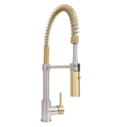 ZLINE Autograph Edition Sierra Pull Down Spring Single Handle Kitchen Faucet in Brushed Nickel and Champagne Bronze (SRA-KF-ZBNCB)