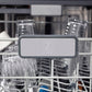 ZLINE Autograph Edition 24 in. Monument Series 3rd Rack Top Touch Control Tall Tub Dishwasher in Stainless Steel with Polished Gold Handle, 45dBa (DWMTZ-304-24-G) ZLINE logo on dish rack.