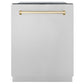ZLINE Autograph Edition 24 in. Monument Series 3rd Rack Top Touch Control Tall Tub Dishwasher in Stainless Steel with Polished Gold Handle, 45dBa (DWMTZ-304-24-G)