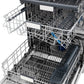 ZLINE Autograph Edition 24 in. Monument Series 3rd Rack Top Touch Control Tall Tub Dishwasher in Stainless Steel with Champagne Bronze Helix Handle, 45dBa (DWMTZ-30424-KCB) racks and compartments, empty.