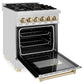 ZLINE Autograph Edition 24 in. 2.8 cu. ft. Legacy Dual Fuel Range with 4 Burner Gas Cooktop and Electric Convection Oven in Stainless Steel and Polished Gold Accents, Open Box-Good Condition