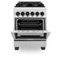 ZLINE Autograph Edition 24 in. 2.8 cu. ft. Legacy Dual Fuel Range with 4 Burner Gas Cooktop and Electric Convection Oven in Stainless Steel and Matte Black Accents, Open Box-Good Condition