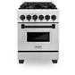 ZLINE Autograph Edition 24 in. 2.8 cu. ft. Legacy Dual Fuel Range with 4 Burner Gas Cooktop and Electric Convection Oven in Stainless Steel and Matte Black Accents, Open Box-Good Condition