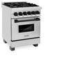 ZLINE Autograph Edition 24 in. 2.8 cu. ft. Legacy Dual Fuel Range with 4 Burner Gas Cooktop and Electric Convection Oven in Stainless Steel and Matte Black Accents, Open Box-Great Condition