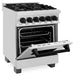 ZLINE Autograph Edition 24 in. 2.8 cu. ft. Legacy Dual Fuel Range with 4 Burner Gas Cooktop and Electric Convection Oven in Stainless Steel and Matte Black Accents, Open Box-Great Condition