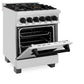 ZLINE Autograph Edition 24 in. 2.8 cu. ft. Legacy Dual Fuel Range with 4 Burner Gas Cooktop and Electric Convection Oven in Stainless Steel and Matte Black Accents, Open Box-Good Condition