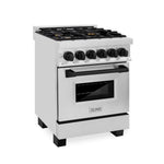 ZLINE Autograph Edition 24 in. 2.8 cu. ft. Legacy Dual Fuel Range with 4 Burner Gas Cooktop and Electric Convection Oven in Stainless Steel and Matte Black Accents, Open Box-Good Condition