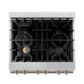 ZLINE Autograph Edition 30 in. 4.0 cu. ft. Legacy Dual Fuel Range with 4 Burner Gas Cooktop and Electric Convection Oven in Stainless Steel and Champagne Bronze Accents (RAZ-30-CB)