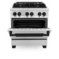 ZLINE Autograph Edition 30 in. 4.0 cu. ft. Legacy Dual Fuel Range with 4 Burner Gas Cooktop and Electric Convection Oven in Stainless Steel and Matte Black Accents, Open Box-Good Condition
