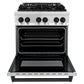 ZLINE Autograph Edition 30 in. 4.0 cu. ft. Legacy Dual Fuel Range with 4 Burner Gas Cooktop and Electric Convection Oven in Stainless Steel and Matte Black Accents, Open Box-Great Condition
