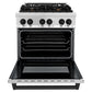 ZLINE Autograph Edition 30 in. Kitchen Package with Stainless Steel Dual Fuel Range and Range Hood with Matte Black Accents (2AKP-RARH30-MB)
