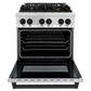 ZLINE Autograph Edition 30 in. 4.0 cu. ft. Legacy Dual Fuel Range with 4 Burner Gas Cooktop and Electric Convection Oven in Stainless Steel and Matte Black Accents, Open Box-Good Condition