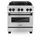 ZLINE Autograph Edition 30 in. 4.0 cu. ft. Legacy Dual Fuel Range with 4 Burner Gas Cooktop and Electric Convection Oven in Stainless Steel and Matte Black Accents, Open Box-Good Condition