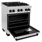 ZLINE Autograph Edition 30 in. 4.0 cu. ft. Legacy Dual Fuel Range with 4 Burner Gas Cooktop and Electric Convection Oven in Stainless Steel and Matte Black Accents (RAZ-30-MB) side, oven open.