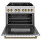 ZLINE Autograph Edition 36 in. Kitchen Package with Stainless Steel Dual Fuel Range and Range Hood with Champagne Bronze Accents (2AKP-RARH36-CB)
