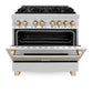 ZLINE Autograph Edition 36 in. 4.6 cu. ft. Legacy Dual Fuel Range with 6 Burner Gas Cooktop and Electric Convection Oven in Stainless Steel and Polished Gold Accents, Open Box-Good Condition