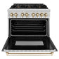 ZLINE Autograph Edition 36 in. 4.6 cu. ft. Legacy Dual Fuel Range with 6 Burner Gas Cooktop and Electric Convection Oven in Stainless Steel and Polished Gold Accents, Open Box-Great Condition