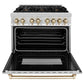 ZLINE Autograph Edition 36 in. 4.6 cu. ft. Legacy Dual Fuel Range with 6 Burner Gas Cooktop and Electric Convection Oven in Stainless Steel and Polished Gold Accents (RAZ-36-G)