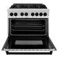 ZLINE Autograph Edition 36 in. 4.6 cu. ft. Legacy Dual Fuel Range with 6 Burner Gas Cooktop and Electric Convection Oven in Stainless Steel and Matte Black Accents, Open Box-Good Condition