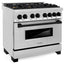 ZLINE Autograph Edition 36 in. 4.6 cu. ft. Legacy Dual Fuel Range with 6 Burner Gas Cooktop and Electric Convection Oven in Stainless Steel and Matte Black Accents, Open Box-Good Condition