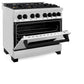 ZLINE Autograph Edition 36 in. 4.6 cu. ft. Legacy Dual Fuel Range with 6 Burner Gas Cooktop and Electric Convection Oven in Stainless Steel and Matte Black Accents, Open Box-Good Condition