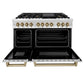 ZLINE Autograph Edition 48 in. 6.0 cu. ft. Legacy Dual Fuel Range with 7 Burner Gas Cooktop and 2 Electric Ovens in Stainless Steel and Champagne Bronze Accents, Open Box-Great Condition