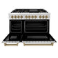 ZLINE Autograph Edition 48 in. 6.0 cu. ft. Legacy Dual Fuel Range with 7 Burner Gas Cooktop and 2 Electric Ovens in Stainless Steel and Champagne Bronze Accents (RAZ-48-CB)