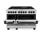 ZLINE Autograph Edition 48 in. 6.0 cu. ft. Legacy Dual Fuel Range with 7 Burner Gas Cooktop and 2 Electric Ovens in Stainless Steel and Matte Black Accents, Open Box-Good Condition