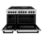 ZLINE Autograph Edition 48 in. Kitchen Package with Stainless Steel Dual Fuel Range with White Matte Door and Range Hood with Matte Black Accents (2AKP-RAWMRH48-MB)